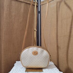 Vintage Authentic GUCCI GG Micro Monogram Cream Crossbody Leather/PVC Handbag